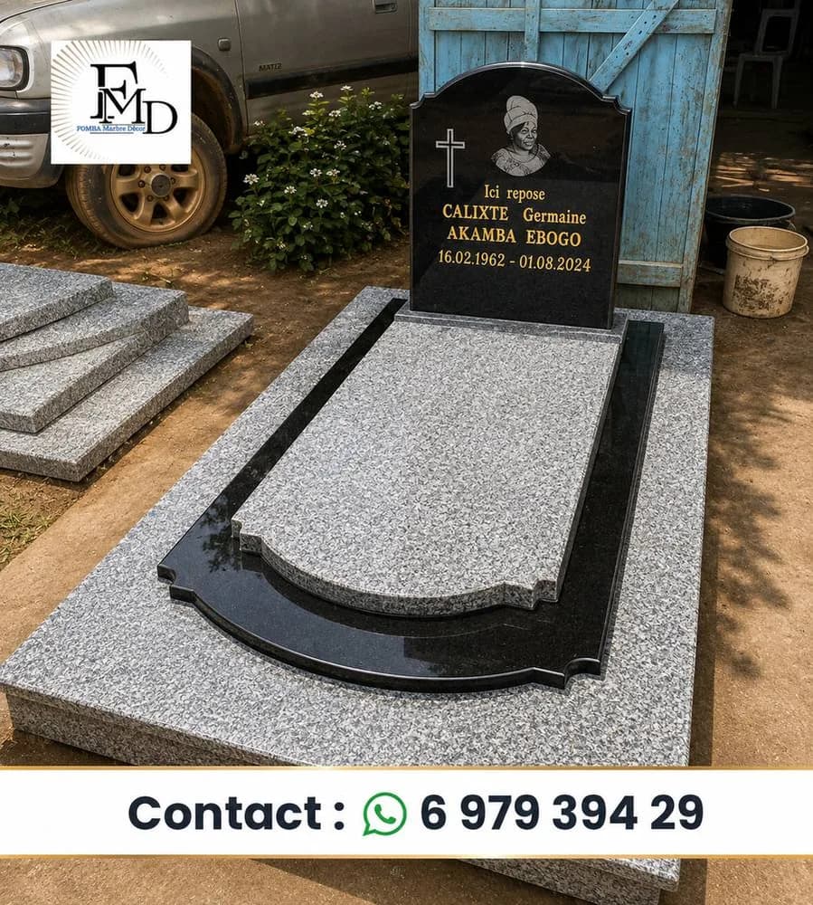 Monument Funéraire Granit clair et noir — Fomba Marbre Décor